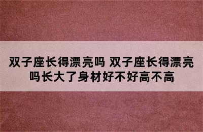 双子座长得漂亮吗 双子座长得漂亮吗长大了身材好不好高不高